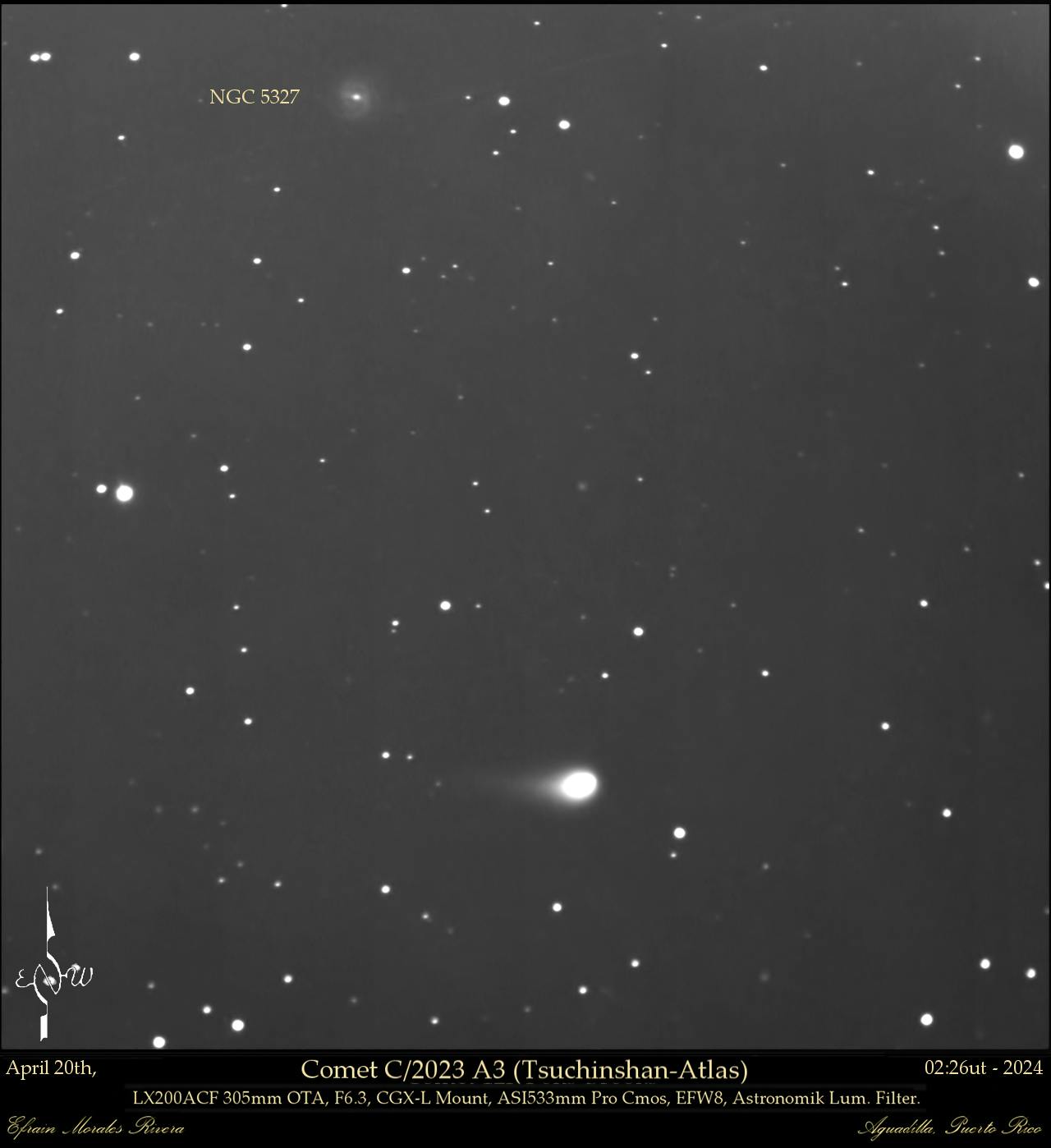 Foto cometa C/2023 A3 por Efrain Morales Abril 20, 2024