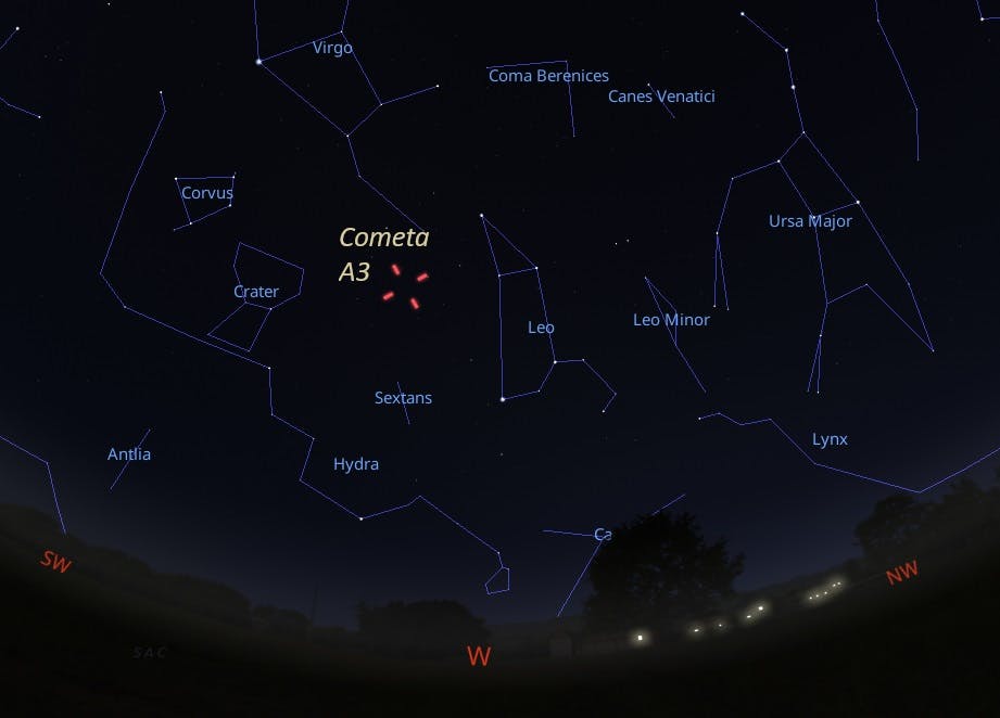 Ubicación del Cometa C/2023 A3 el 8 de junio de 2024